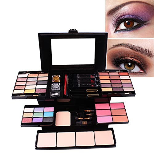 Pure Vie 54 Color All-in-One Holiday Gift Makeup Set Cosmetic Essential Starter Bundle Include Eyeshadow Palette Lipstick Concealer Blush Mascara Foundation Face Powder - Makeup Kit for Women Full Kit