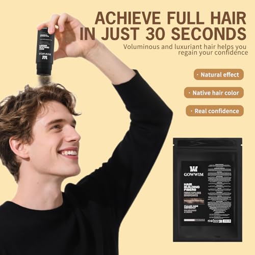 Gowwim Hair Fibers with Spray Applicator 2-in-1 Kit for Thinning & Loss Hair, Naturally Enhancements Thickening Spray Fibers Waterproof Long-Lasting Gray & Bald Spot Cover up for Women & Men