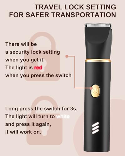 AREYZIN Body Hair Trimmer for Men Bikini Trimmer for Women Pubic Hair Removal Body Groomer Kit Electric Shavers for Arms Leg Hair, Nose Hair Trimmer, Rechargeable,IPX7 Waterproof,Black