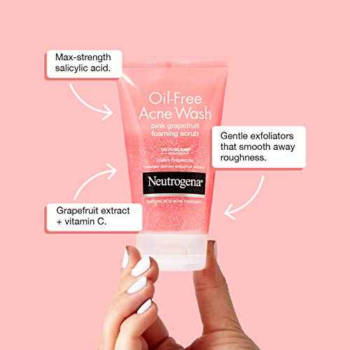 Neutrogena Oil Free Pink Grapefruit Acne Face Wash with Vitamin C, 2% Salicylic Acid Acne Treatment, Gentle Foaming Vitamin C Facial Scrub to Treat & Prevent Breakouts, 6.7 fl. oz