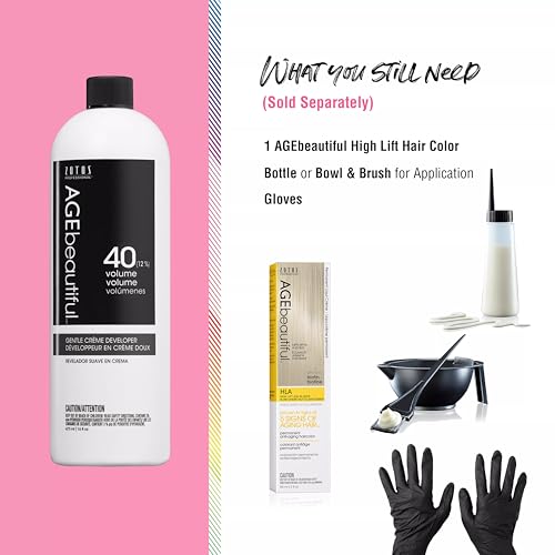 AGE beautiful 10 Volume Gentle Creme Hair Developer | For Permanent Hair Color Dyes, Toners, Lighteners | Professional Salon Coloring | Long Lasting Haircolor | 4 Fl Oz