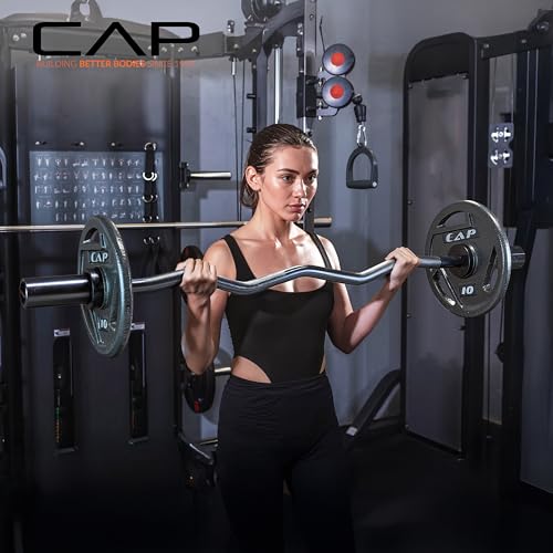 CAP Barbell 47-Inch Olympic EZ Curl Bar for 2-Inch Weight Plates | Multiple Options