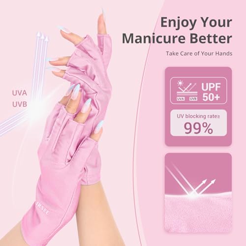 AIRSEE UV Gloves for Nail Lamp,Professional UPF50+ UV Protection Gloves for Manicures Nail Art,Fingerless Gloves That Shield Skin from The Sun and Nail Lamp (Black)