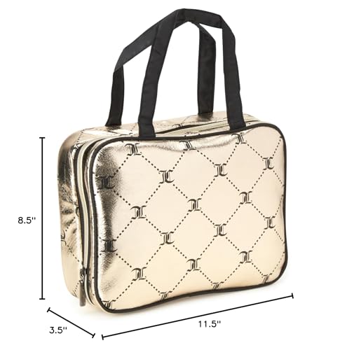 Juicy Couture Women's Cosmetics Bag - Hanging Travel Makeup and Toiletries Weekender Bag, Size One Size, Lattice Logo Print