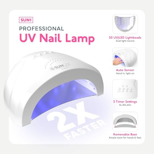 SUNUV Gel Nail Polish Kit with UV Light, 23 Pcs Gel Nail Kit Four Season, 12 Colors Polish Set with Base Glossy Top Coat, Manicure Tools Home Salon Gift for Women Teens Girls, Starter Kit
