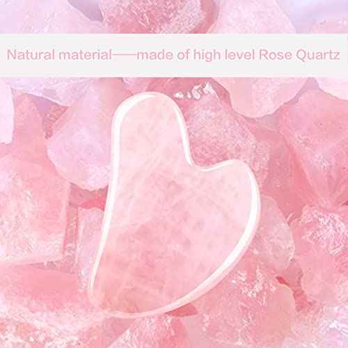 Gua Sha Facial Tools, Rose Quartz Guasha Tool for Face & Eye, Puffiness Reducing & Jawline Sculpting Face Stone Gua Sha Tools for Skin Care Woman GuaSha Stone Tool, Pink