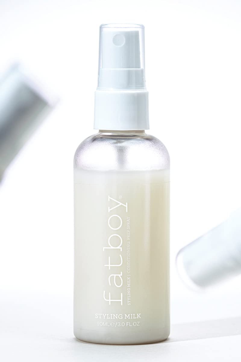 Fatboy Hair Styling Milk Conditioner Prep Spray, Anti Frizz and Detangling, All Hair Types, 3 Oz.