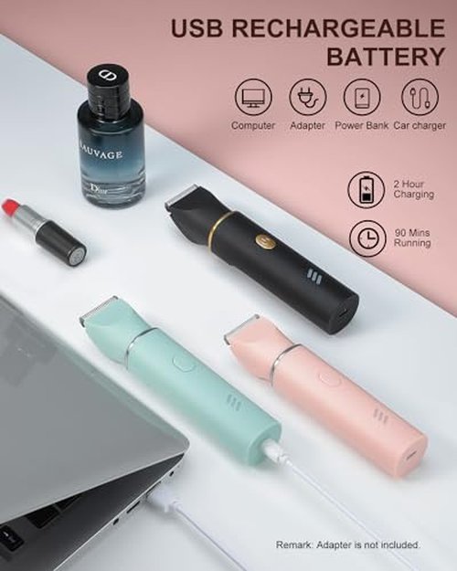 AREYZIN Body Hair Trimmer for Men Bikini Trimmer for Women Pubic Hair Removal Body Groomer Kit Electric Shavers for Arms Leg Hair, Nose Hair Trimmer, Rechargeable,IPX7 Waterproof,Black