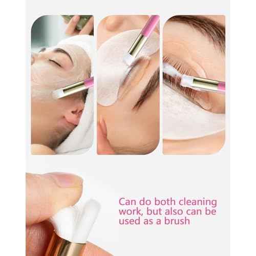 Buqikma Lash Shampoo - 60ML Lash Cleanser with Fan Brush, Rinse Bottle and 50 Pcs Mascara Brush, Rich Foam Wash for Eyelash Extensions at Home (Pink)