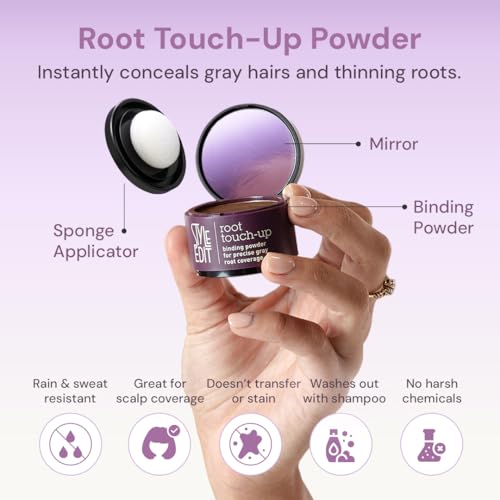 Style Edit Root Touch Up Powder | Temporary Hair Color for Gray Roots and Thinning Hair | Salon-Quality, Transfer-Resistant Hair Concealer | Black, 0.13 oz