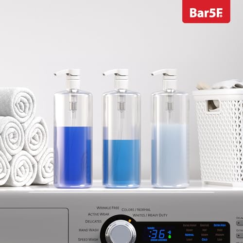 Bar5F Pump Bottle 32-Ounce 1-Liter Empty for Shampoo Conditioner Body Wash Lotion BPA-Free Crystal-Clear