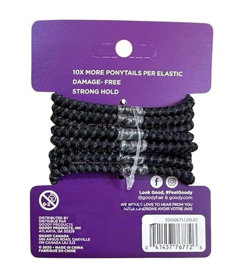 Goody Nonslip Womens Elastic Hair Tie - 8 Count, Black - 4MM For Medium Hair- Ouchless Hair Accessories For Women Perfect For Long Lasting Braids, Ponytails And More - Pain-Free
