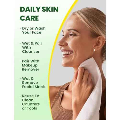 Elvira 100 Count Disposable Face Towels, Biodegradable Facial Cleansing Towels, Ultra Soft & Thick Cloth for Sensitive Skin, Makeup Remover Dry Wipes, Lint-Free Towelettes for Cleansing