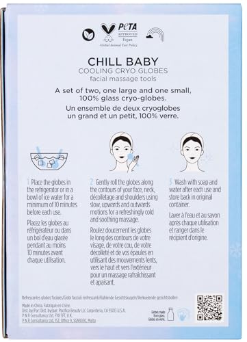 Pacifica Ice Roller Cryo Globes – Cooling Glass Facial Massager for Face, Eyes & Neck – Cold Therapy Beauty Tool for Puffy Eyes, Dark Circles, Redness, Wrinkles – Skin Care Gift for Women & Men