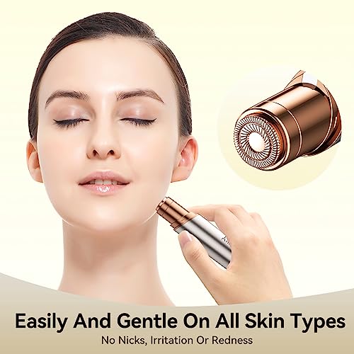 Aneagle Facial Hair Remover for Women,Painless Hair Shaver Rechargeable with LED Light, Flawless Lady Face Electric Razor,The Great Female Mustache Removal (Rose Gold)