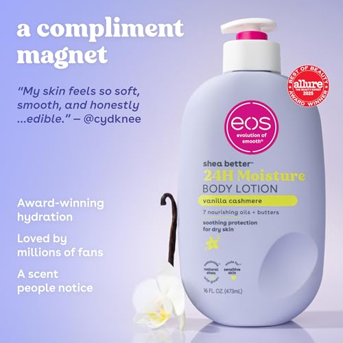 eos Cashmere Lip Butter - Vanilla Cashmere, Plumping Peptides, Smoothing, eos Lip Butter, Shea Butter, Lip Mask, Lip Moisturizer, Soft Lips, 0.35 fl oz