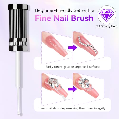 Makartt Rhinestone Glue for Nails: Super Strong Gel Nail Glue for Nail Charms Gems Decorations, 3D Gel Nail Art Bling Jewel Diamonds for Salon & DIY Manicure, 30ML UV Lamp Cured Need Beauty Gifts