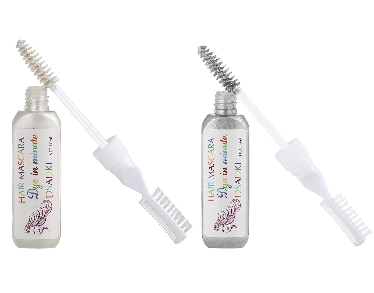DSADKI Temporary Hair Color Mascara Washable Hair Dye Stick Non-toxic Instant Hair Chalk Dye for Girls Women (White+Silver gray)
