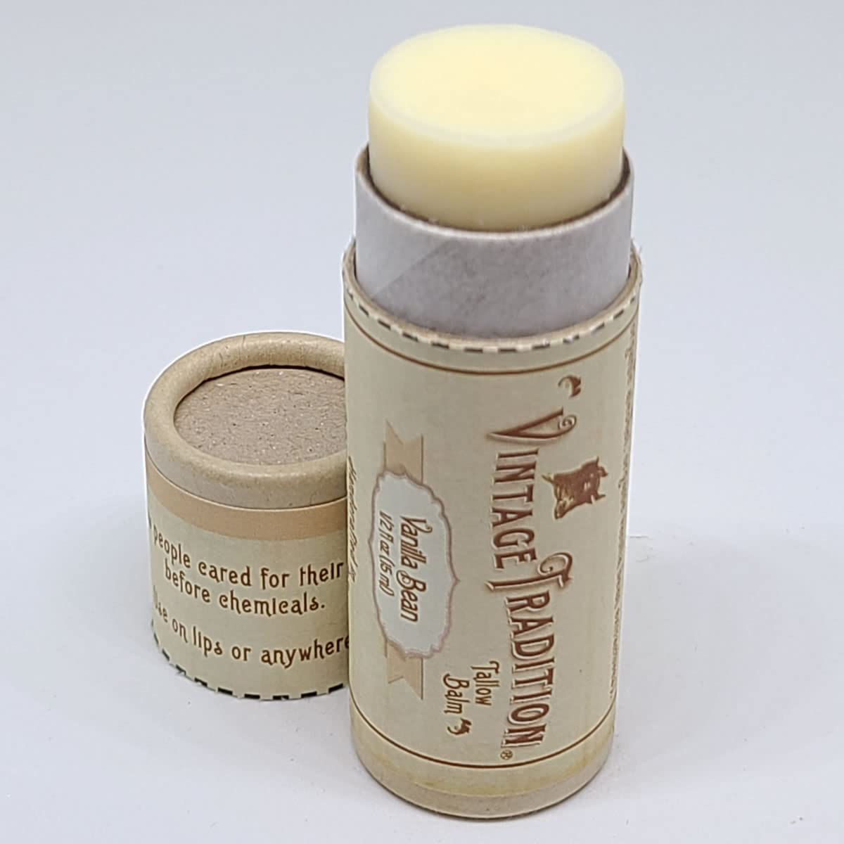 Vintage Tradition Moisturizing Beef Tallow Lip Balm – Tube Lip Moisturizer with Vanilla Extract Hydrates & Soothes Dry Lips – Grass-Fed Tallow Balm for Skin Care, 0.5 Fl. Oz.