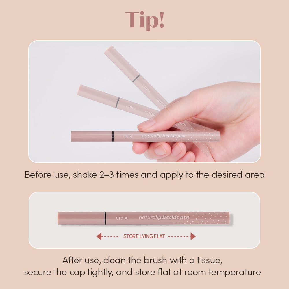 ETUDE Naturally Freckle Pen - Waterproof Light Brown Faux Freckles | Easy Control Sponge Tip (0.5g)