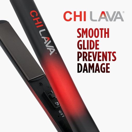 CHI Lava Ceramic Flat Iron - 1″ Hair Straightener with Volcanic Lava Plates for Smooth Styling | 11 ft Swivel Cord