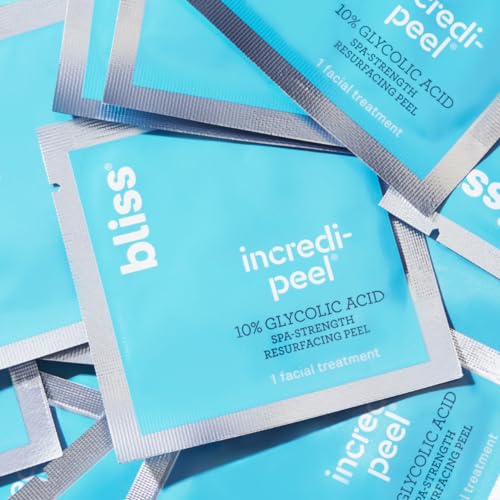 Bliss That's Incredi-Peel Glycolic Resurfacing Facial Pads - 5 ct - Single-Step Pads for Exfoliating and Brightening - Targets Fine Lines and Discoloration - Travel-Friendly - Vegan & Cruelty-Free