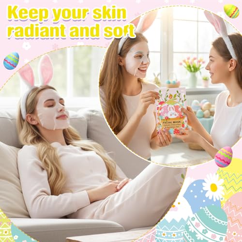 Loopeer 12 Pcs Easter Gifts Bulk for Adults Easter Basket Stuffers for Adults Spring Facial Masks for Girls Women Teacher Employees Party Favors Bulk