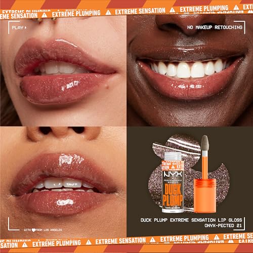 NYX PROFESSIONAL MAKEUP Duck Plump High Pigment Lip Gloss, Lip Plumper Gloss with Spicy Ginger - Onyxpected