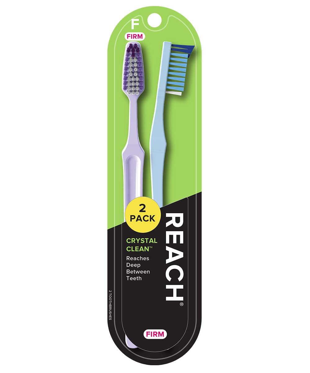 Reach Crystal Clean Toothbrush, Firm, Assorted Colors (Pack of 18)