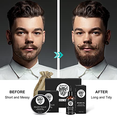RAFFIN Beard Kit for Men, Birthday for Men's Care w/Oil,Balm, Brush, Comb - Christmas Stocking Stuffers for Men,Gifts for Him/Husband/Boyfriend/Daddy/Dad