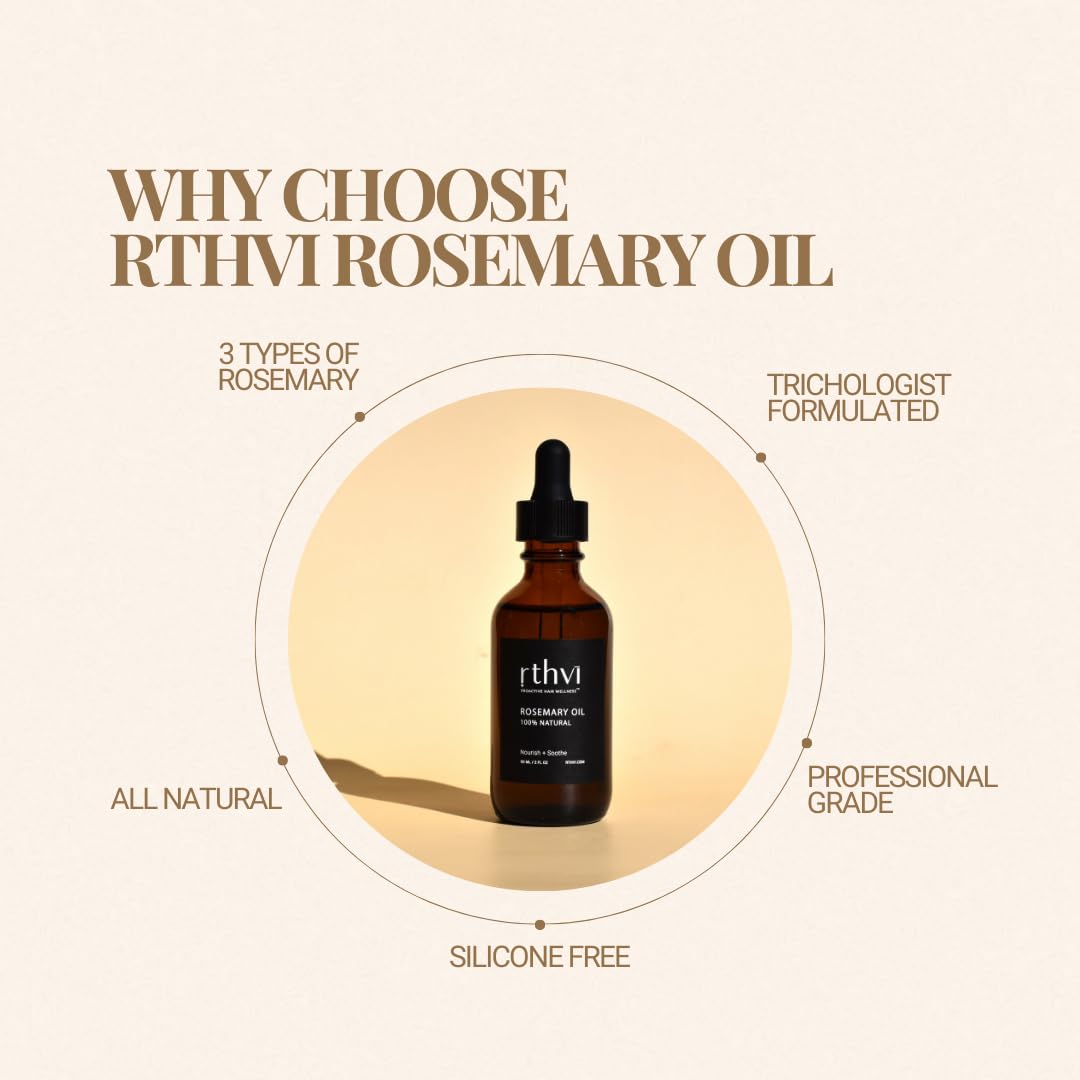Rthvi Rosemary Oil for Hair Growth - 2 Oz, Hair Strengthening Oil for All Hair (60ml)