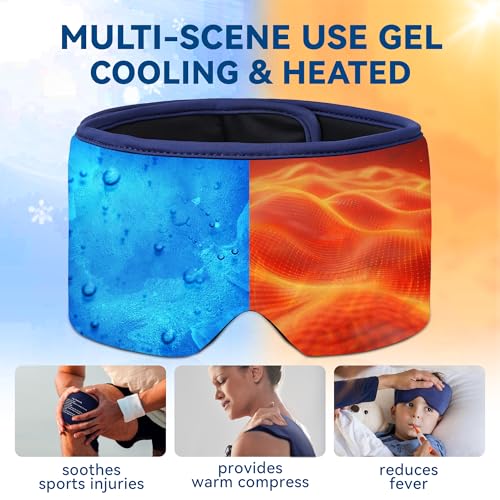 Cooling Gel Eye Masks for Cold & Warm Compress, Ice Cold Sleep Mask for Puffy Eyes, Dark Circles, Migraine & Headache Relief, Soft Thick Gel for Long-Lasting Comfort for Eye Strain,Dry Eye(Black)