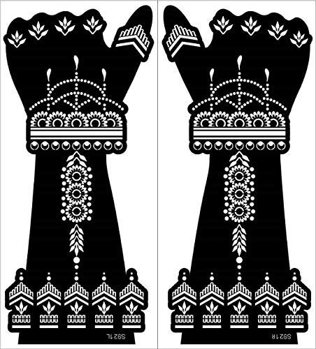 Xmasir 12 Large Sheets Henna Tattoo Stencil Kit for Hand Forearm Body Paint, Indian Arabian Temporary Tattoo Templates for Women Girls (S9)