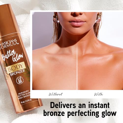 Physicians Formula Butter Glow Body Bronzer, Waterproof & Transfer-Proof, Sunless Bronze Perfection, Ultra-Creamy & Skin-Perfecting Formula for a Radiant Glow, Cruelty Free - Light/Medium