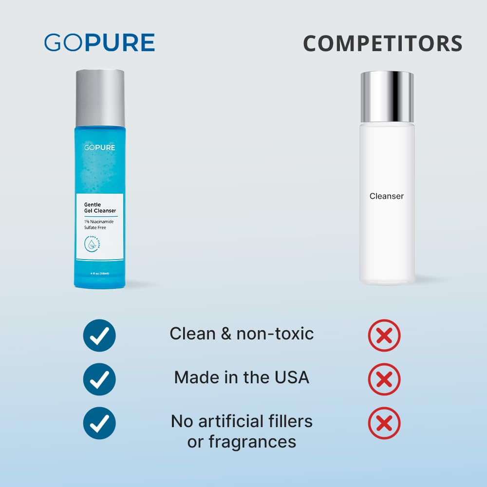 goPure Gentle Gel Cleanser - Visibly Brightens the Look of Skin, Gently Cleanses and Clarifies the Appearance, Sulfate-Free Vitamin C Cleanser, Great for All Skin Types - 4 oz.