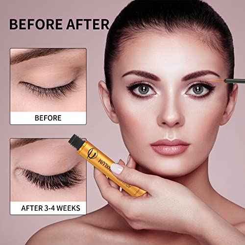 Premium Eyelash Growth Serum, Lash Growth Serum 5ML, Eyebrow Growth Serum with Peptides, Irritation-Free Eyelash Serum to Grow Lashes, Lash Boost for Fuller, Longer, Thicker, and Stronger Lashes, Gold