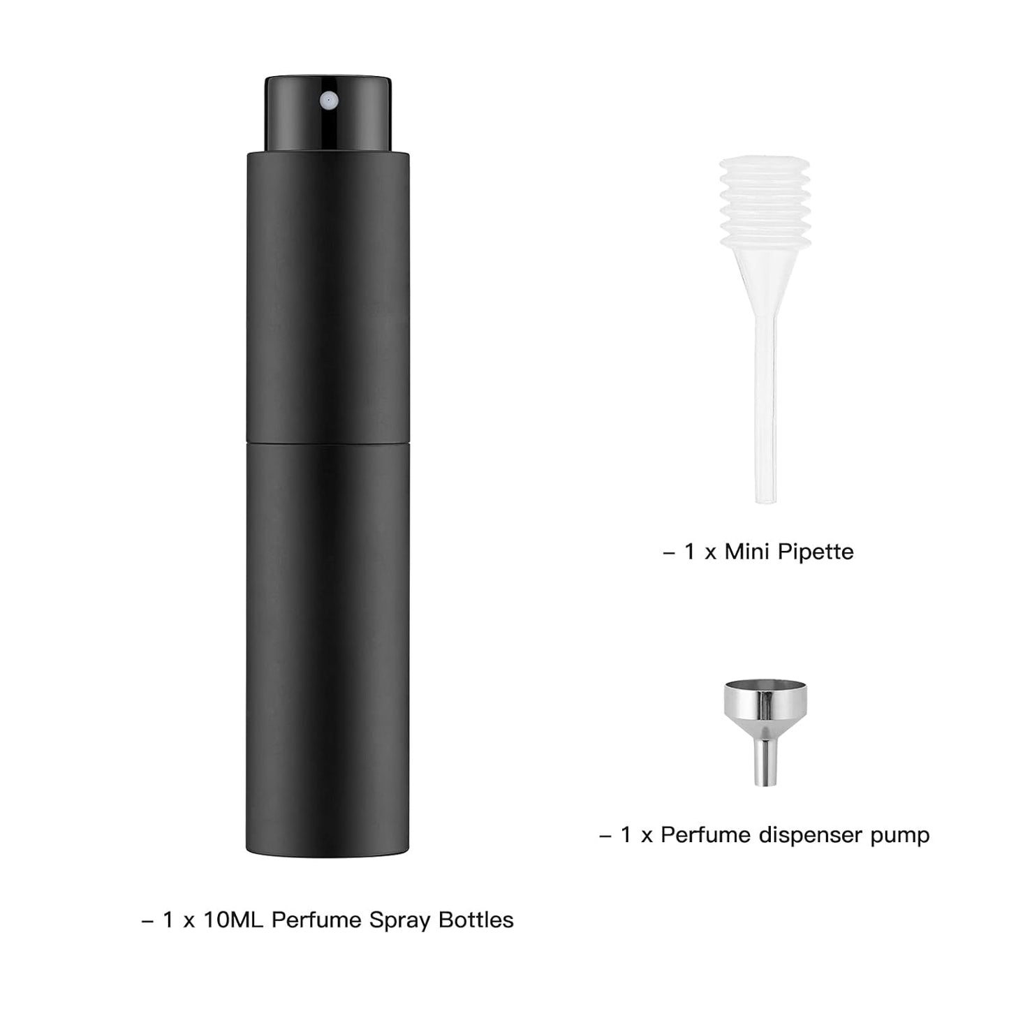 Tekson Mini Cologne Spray Bottle - 10ml Refillable Travel Perfume Atomizer | Black Color