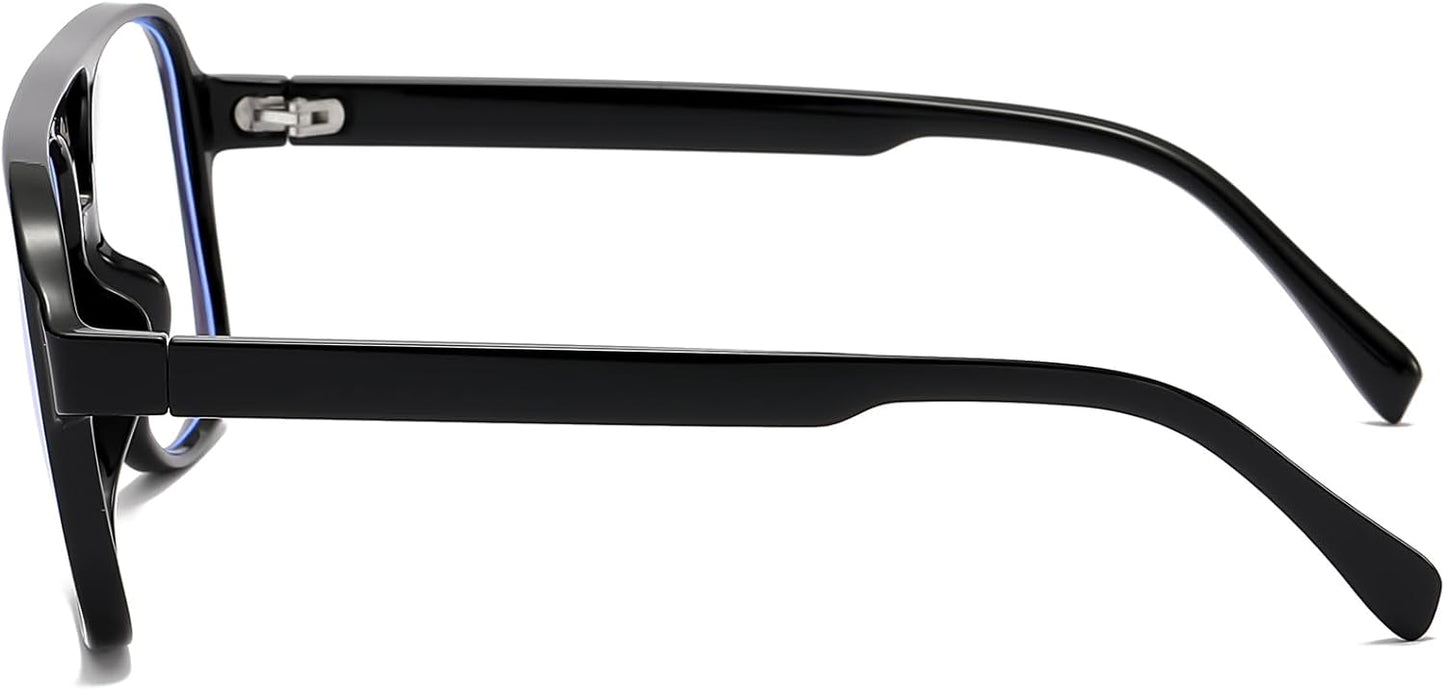 Skiennix Retro Aviator Blue Light Glasses - Oversized 70s Pilot Frame for Men & Women | Anti-Eyestrain