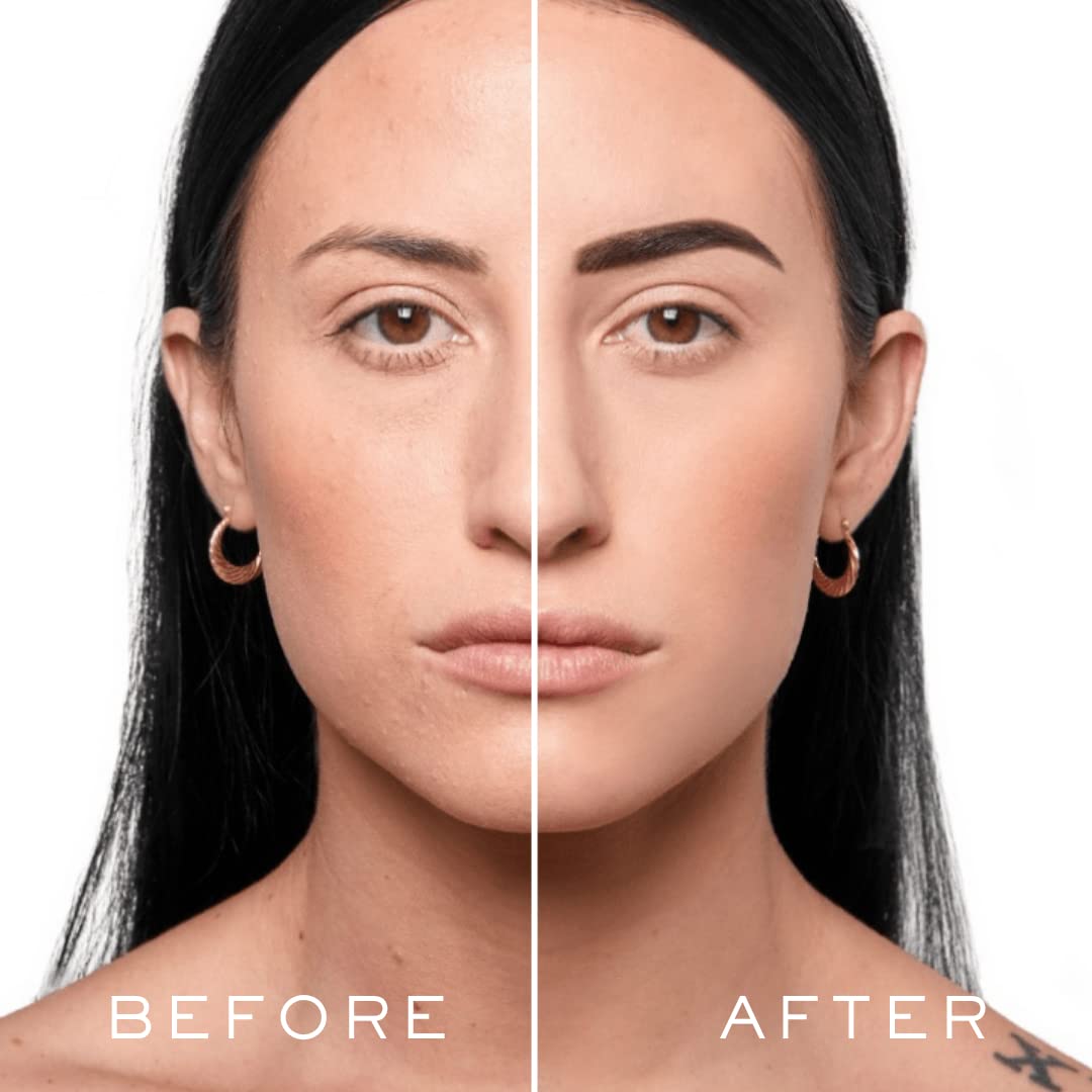 MADLUVV Eyebrow Stencil Kit - Easy-to-Use, Natural Look, 9 Popular Shapes, Used by Professionals - Includes Stamp, Stencils, Spoolie, and Travel Bag (Dark Brown)