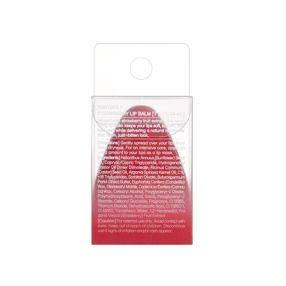 TONYMOLY Mini Strawberry Lip Balm - Hydrating Tinted Balm with Shea Butter & Vitamin E for Soft Lips