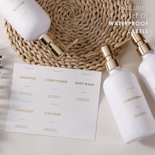 HOMCDALY Shampoo and Conditioner Dispenser, 21oz 3-Pack Refillable Shampoo and Conditioner Bottles, Shampoo Container, Empty Shampoo Pump Dispenser (21oz-Black