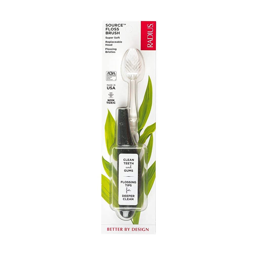 RADIUS Toothbrush Source Floss Brush BPA Free & ADA Accepted Improve Gum Health & Reduce Gum Issues - Super Soft - Money - Pack of 1