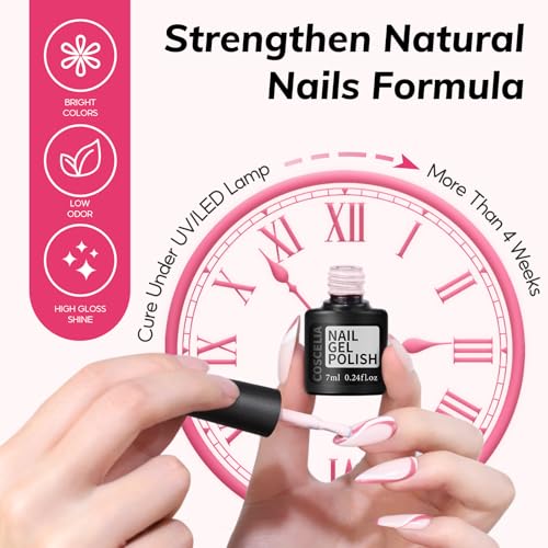 COSCELIA 40pcs Gel Nail Polish Set, 35 Colors Gel Polish with 5 Top Base Coat Red Nude Pink Glitter All Seasons Colors Nail Art Manicure Kit Salon DIY at Home Gifts for Women