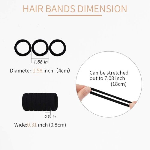 Bessrung 100PCS Black Hair Ties for Women Girls, Seamless Thick Black Hair Band, Elastic Hair Ties No Damage Ponytail Holder for Everyday Use