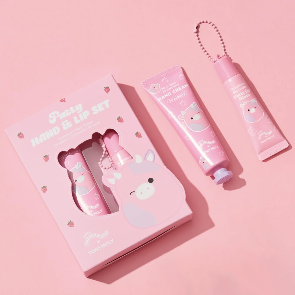 TONYMOLY Hand Cream & Lip Gloss Set - Patty the Cow Plush Headband | Perfect Easter Basket Stuffer