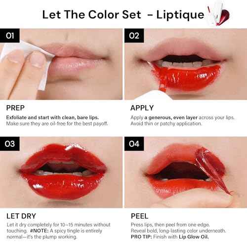 Liptique Korean Lip Stain Peel Off - 24 Hour Long Lasting Lip Tattoo, Waterproof & Transfer Proof, Nourishing & Hydrating Lip Tint for Women, Instant Plumping Lip Tints Peel Off (006 WINTTO)