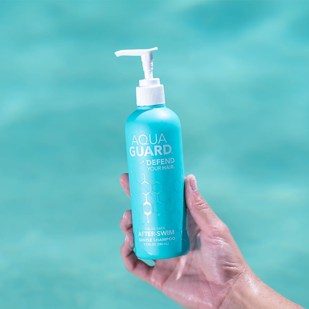 AquaGuard Gentle Clarifying Shampoo - Defeat Chlorine and Enjoy the Pool - No More Pool Hair Smell - Paraben and Gluten Free, Vegan, Color Safe, Leaping Bunny Certified (One Bottle)