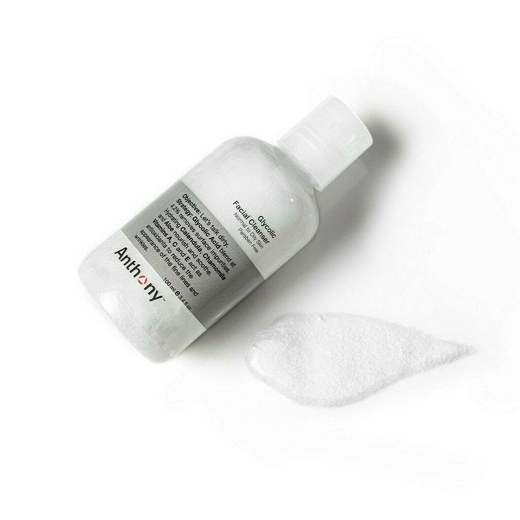 Anthony Glycolic Facial Cleanser - Daily Exfoliating Face Wash for Men | Hydrating & Gentle, 3.4 Fl Oz