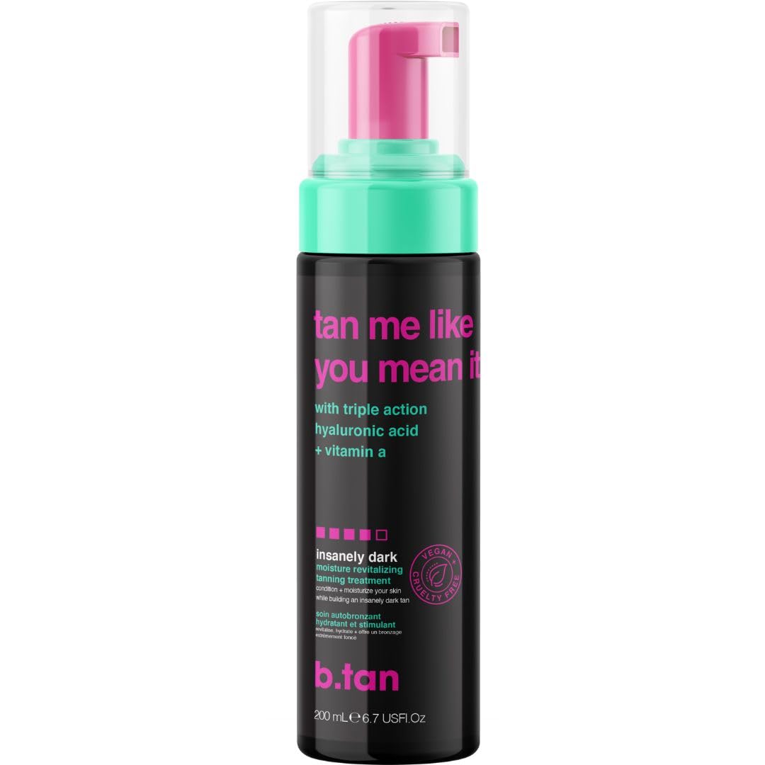 b.tan Dark Self Tanner | Tan Me Like You Mean It - Fast, 1 Hour Express Sunless Tanner Mousse, No Gimmicks, No Fake Tan Smell, No Added Nasties, Vegan, Cruelty & Paraben Free, 6.7 Fl Oz