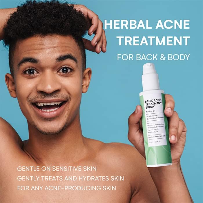 CIZ Back Acne Treatment Spray: Body Acne Treatment with 2% Salicylic Acid and Tea Tree Oil, Herbal Formula Acne Treatment For Teens, Back Acne Solution, 4.05 Ounce